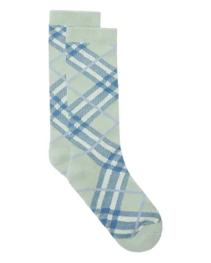 Burberry ジャカードチェックソックス グリーン - サムネイル1