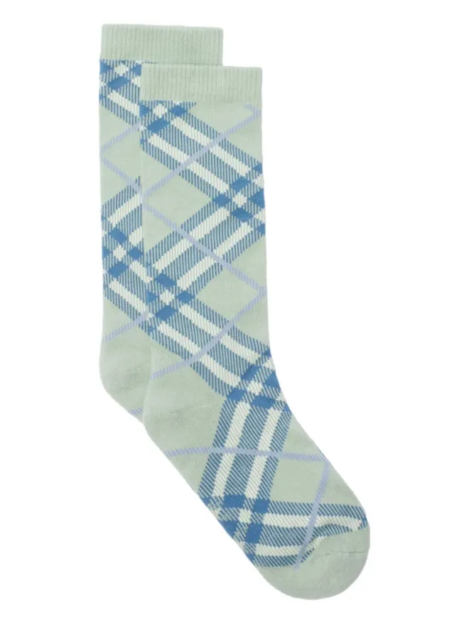 Burberry Burberry ジャカードチェックソックス グリーンの商品画像