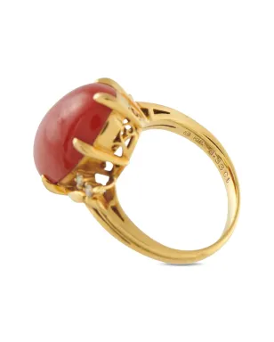 Mikimoto 18K イエローゴールド ダイヤモンド コーラル リング - サムネイル1