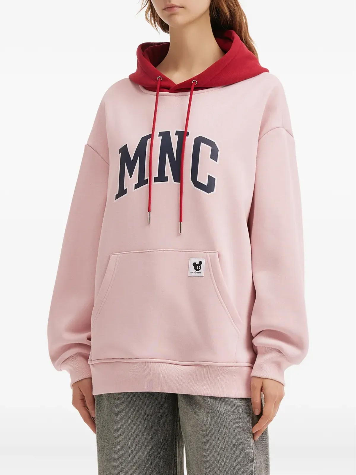 Mini Cream プリント入りドローストリングフ hood パーカー - ピンク - 画像3