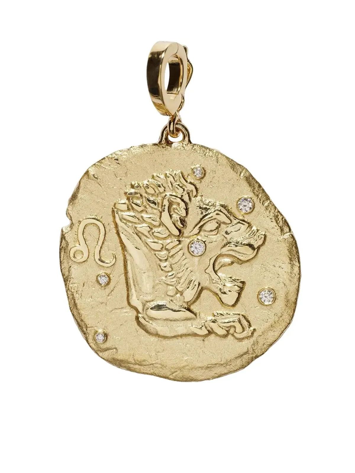 Azlee 18K イエローゴールド Of The Stars Leo ダイヤモンドコインチャーム - 画像2