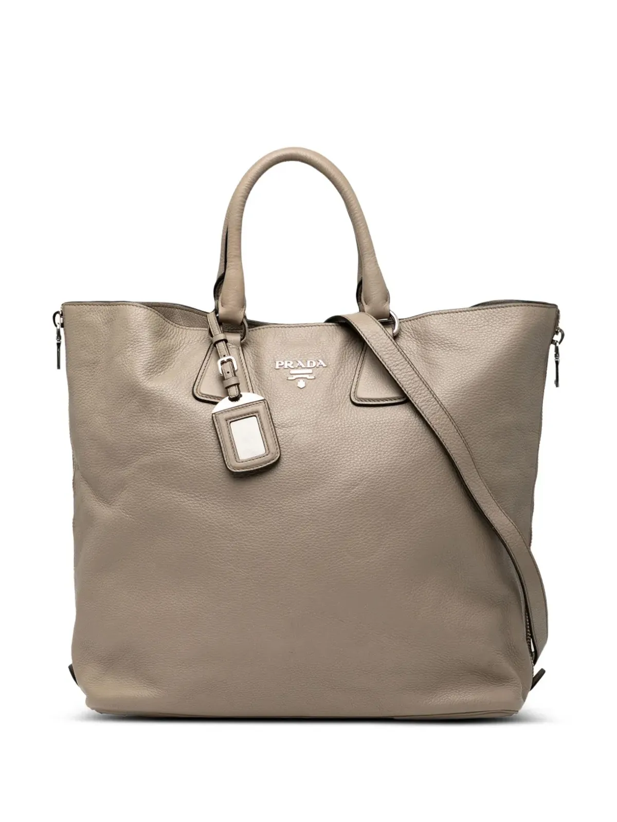 Prada ビンテージ 2010-2025 ヴィテロ ダイノ サイドジップ コンバーチブル トート サッチェル - ブラウン - 画像1