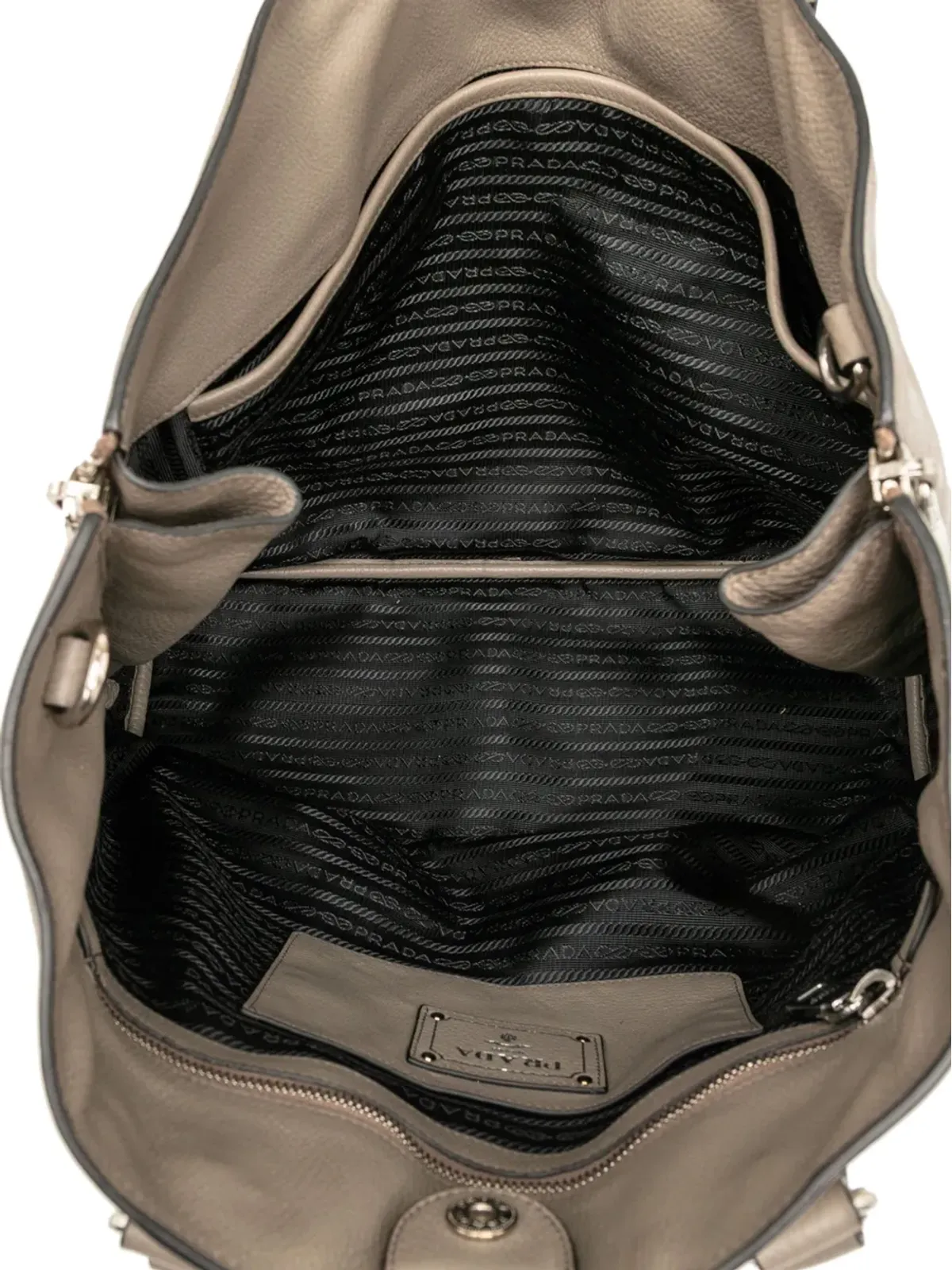 Prada ビンテージ 2010-2025 ヴィテロ ダイノ サイドジップ コンバーチブル トート サッチェル - ブラウン - 画像5