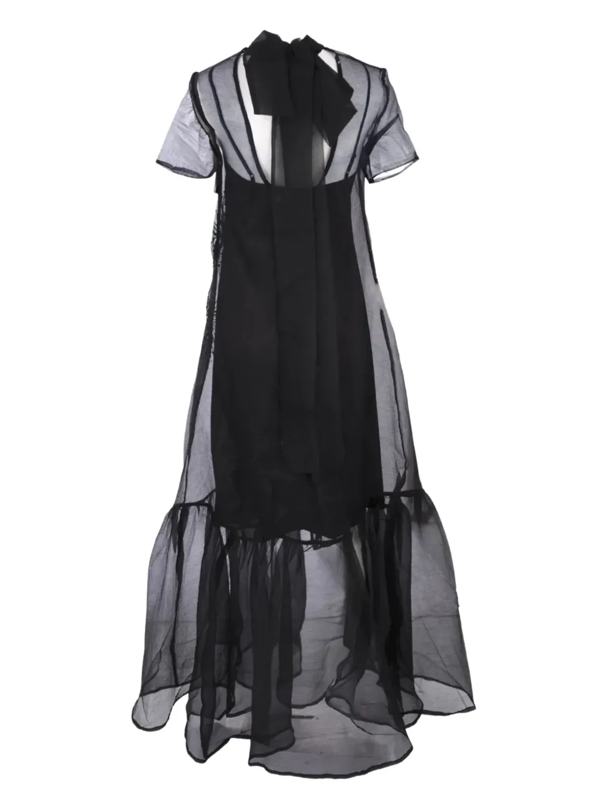 STAUD Calluna エンベリッシュドディテールのフリル付きマキシドレス ブラック - 画像4