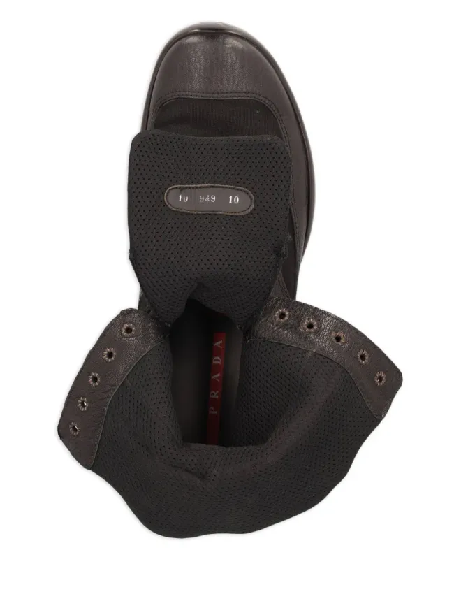 Prada Pre-Owned Prada ビンテージ レースアップ アンクルブーツ - ブラックの商品画像