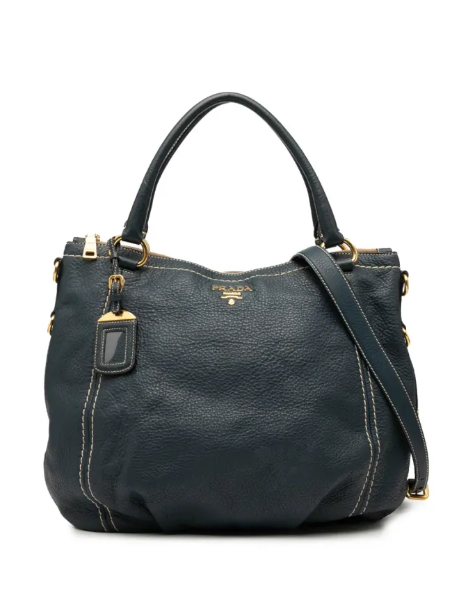Prada Pre-Owned Prada ビンテージ 2000-2025 ヴィテッロ ダイノ ジップトップ・サッチェル - ブルーの商品画像