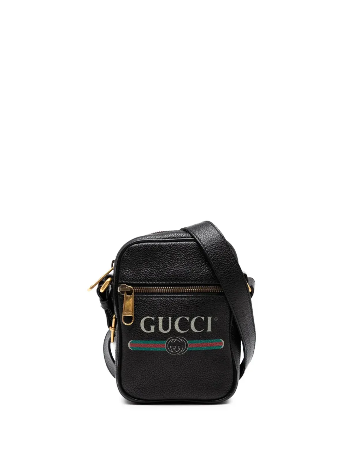 Gucci ビンテージ ミニ グレインド カーフスキン ロゴ クロスボディ バッグ - ブラック - 画像1