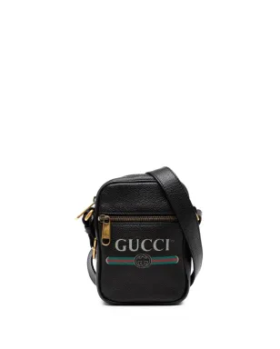 Gucci ビンテージ ミニ グレインド カーフスキン ロゴ クロスボディ バッグ - ブラック - サムネイル1