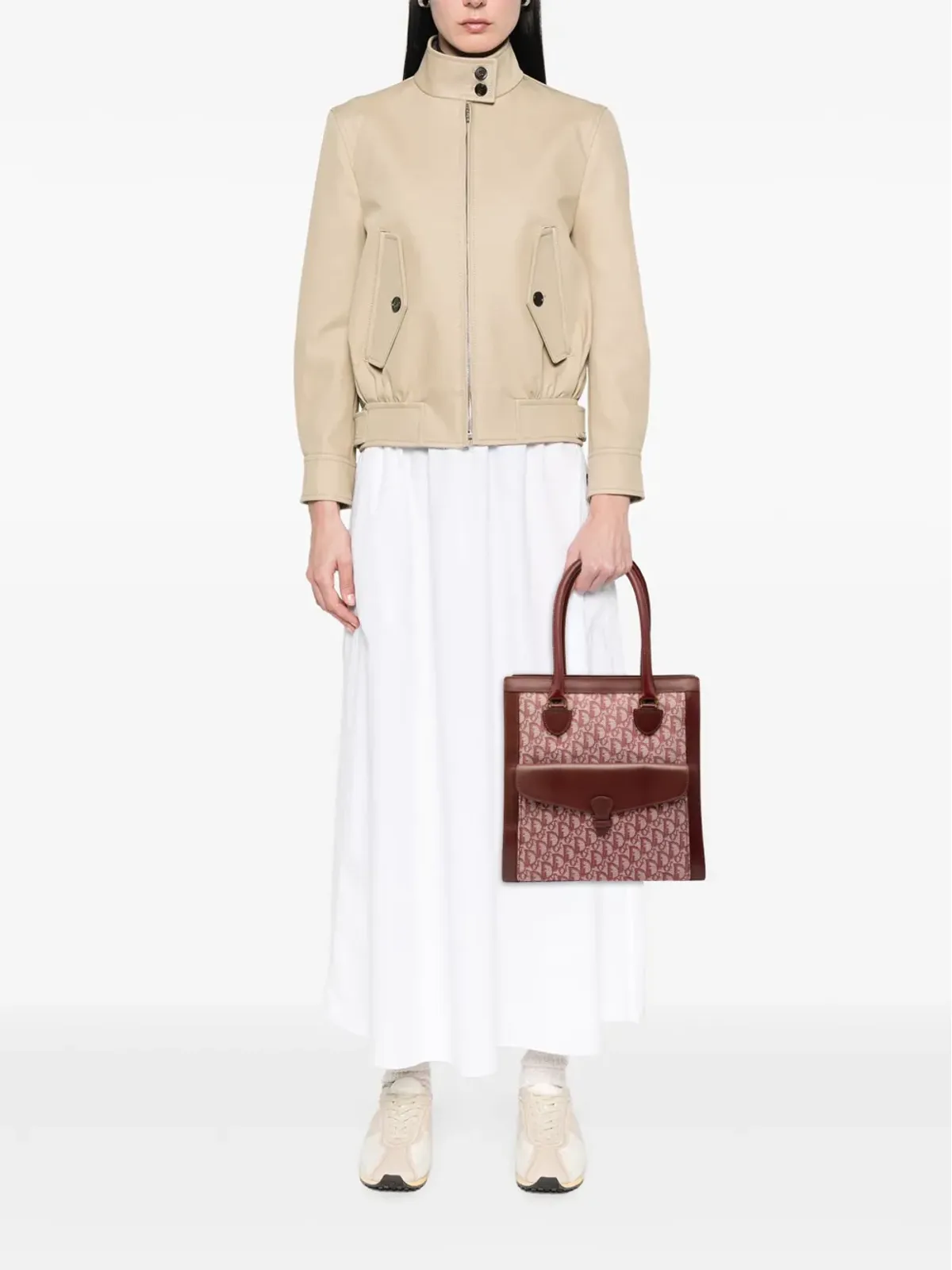 Christian Dior ビンテージ ディオリッシモ トロッター キャンバス地 トートバッグ 赤 - 画像2