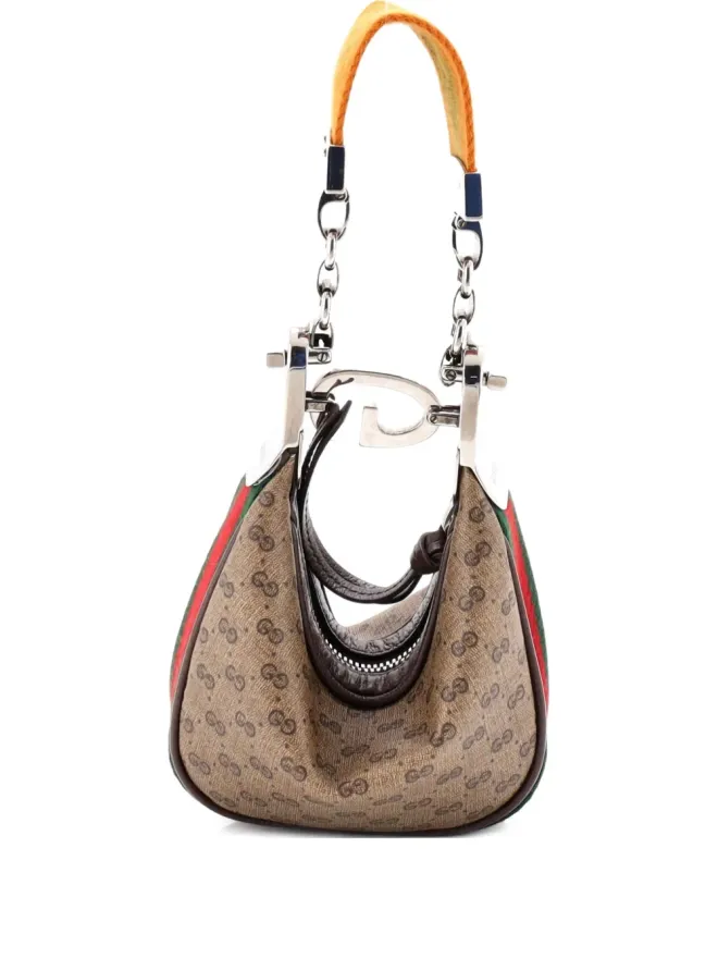 Gucci Pre-Owned Gucci ビンテージ アタッシュショルダーバッグ ミニ GGコーティッドキャンバス ホーボーバッグ - ニュートラルカラーの商品画像
