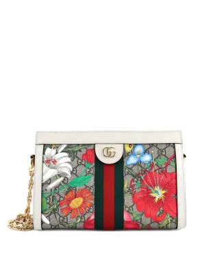 Gucci ビンテージ オフィディア チェーンショルダーバッグ Flora GG コーティッドキャンバス ミニ クロスボディバッグ - ブラウン - サムネイル1