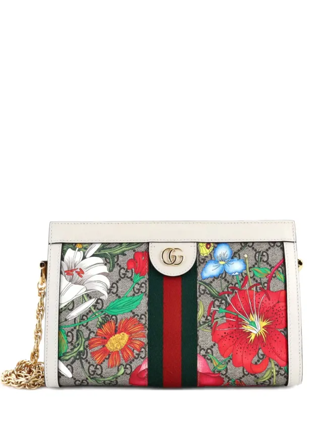 Gucci Pre-Owned Gucci ビンテージ オフィディア チェーンショルダーバッグ Flora GG コーティッドキャンバス ミニ クロスボディバッグ - ブラウンの商品画像