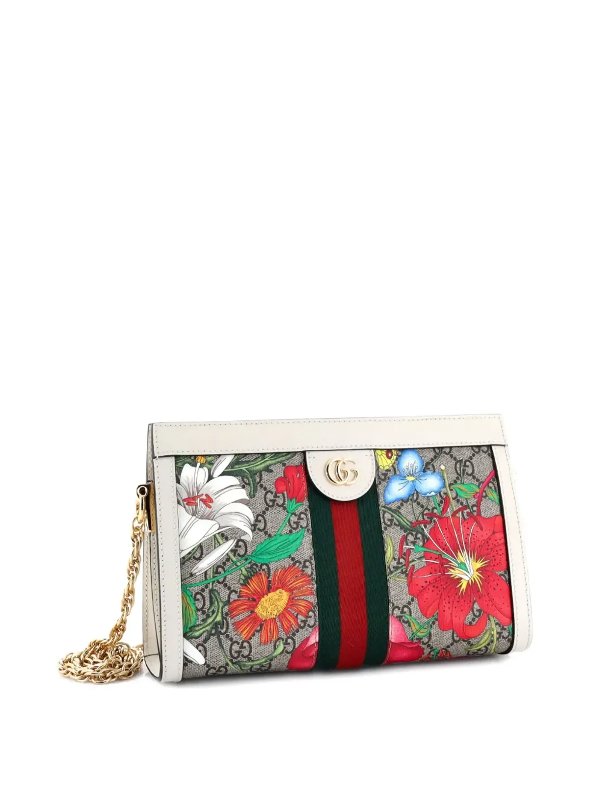 Gucci ビンテージ オフィディア チェーンショルダーバッグ Flora GG コーティッドキャンバス ミニ クロスボディバッグ - ブラウン - 画像3