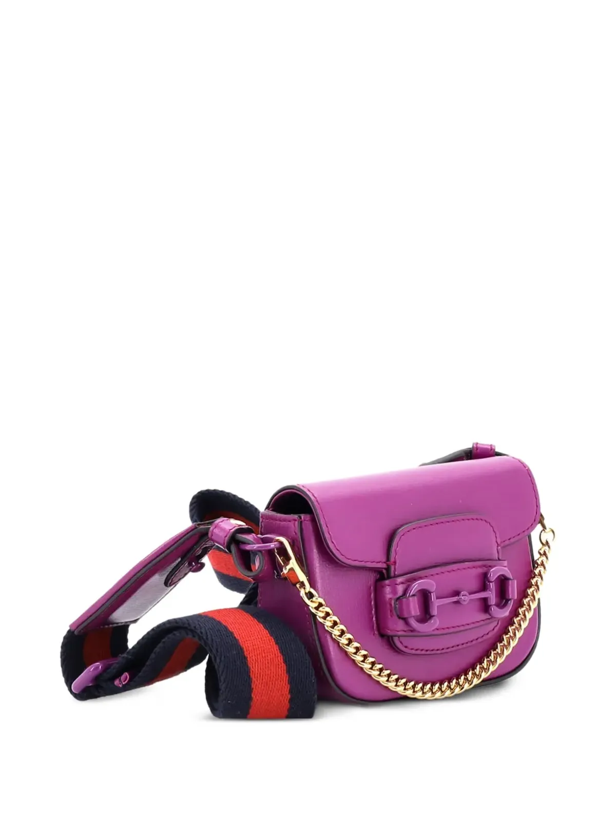 Gucci ビンテージ Horsebit 1955 フラップ ウォレット付きストラップ レザー クロスボディバッグ - 画像3