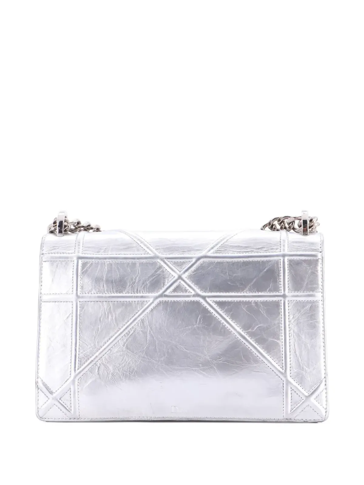 Christian Dior ビンテージ Diorama クラスプフラップ バッグ シワ加工ラムスキン ミディアム クロスボディ バッグ - シルバー - 画像2