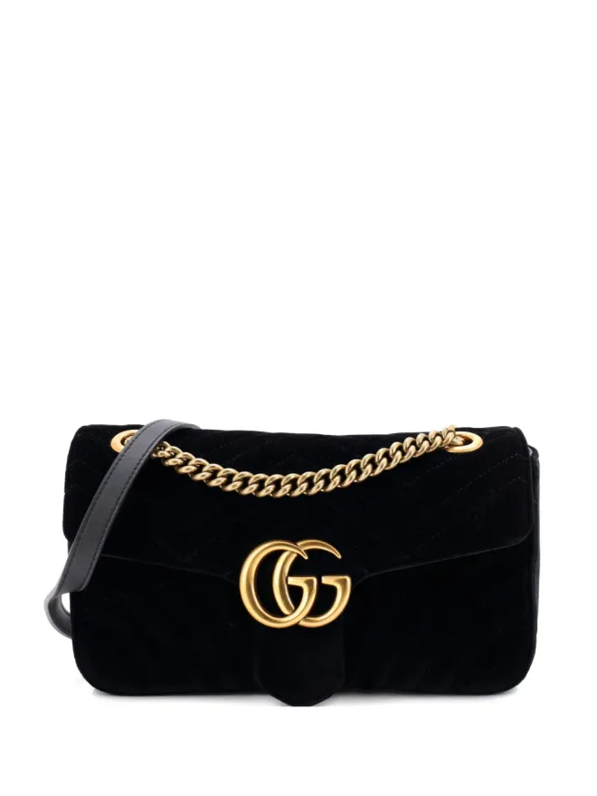 Gucci Pre-Owned Gucci ビンテージ GG Marmont フラップバッグ マテラスベルベット 小さめショルダーバッグ - ブラックの商品画像