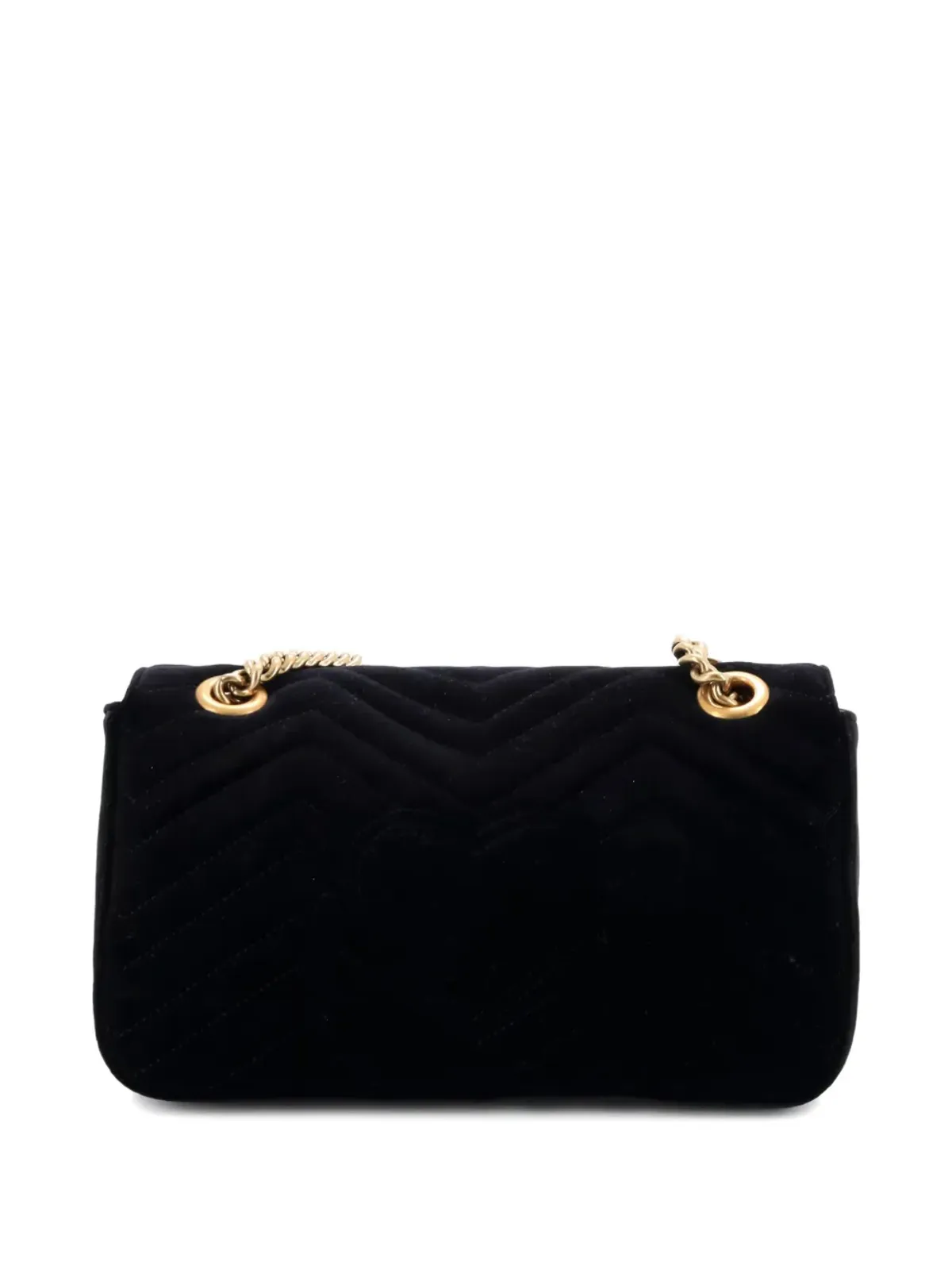 Gucci ビンテージ GG Marmont フラップバッグ マテラスベルベット 小さめショルダーバッグ - ブラック - 画像2