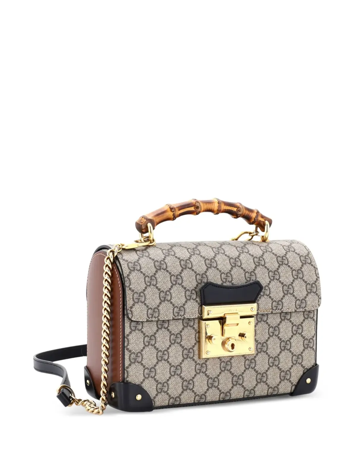 Gucci ビンテージ パドロック バンブーGG コーティッドキャンバス 小型ショルダーバッグ - ニュートラルカラー - 画像3