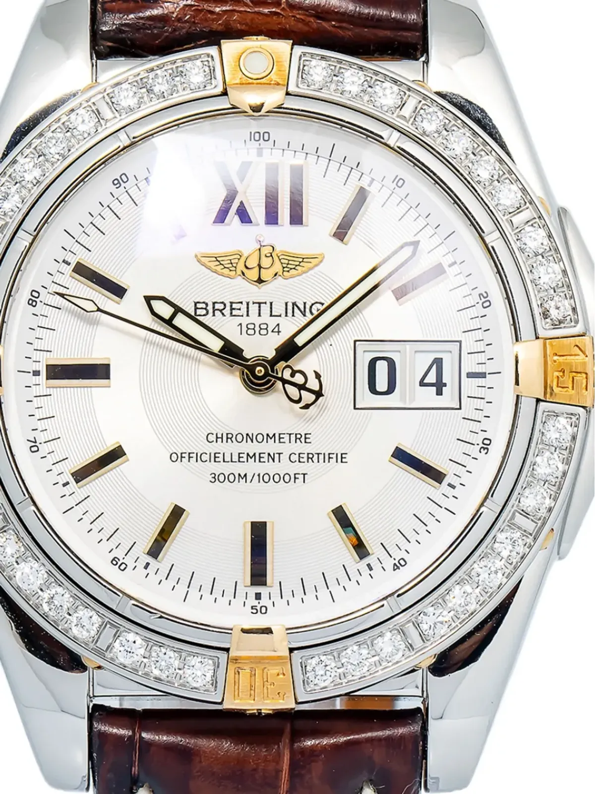 Breitling コックピット ホワイト ダイヤベゼル レザーストラップ ウォッチ - 画像2