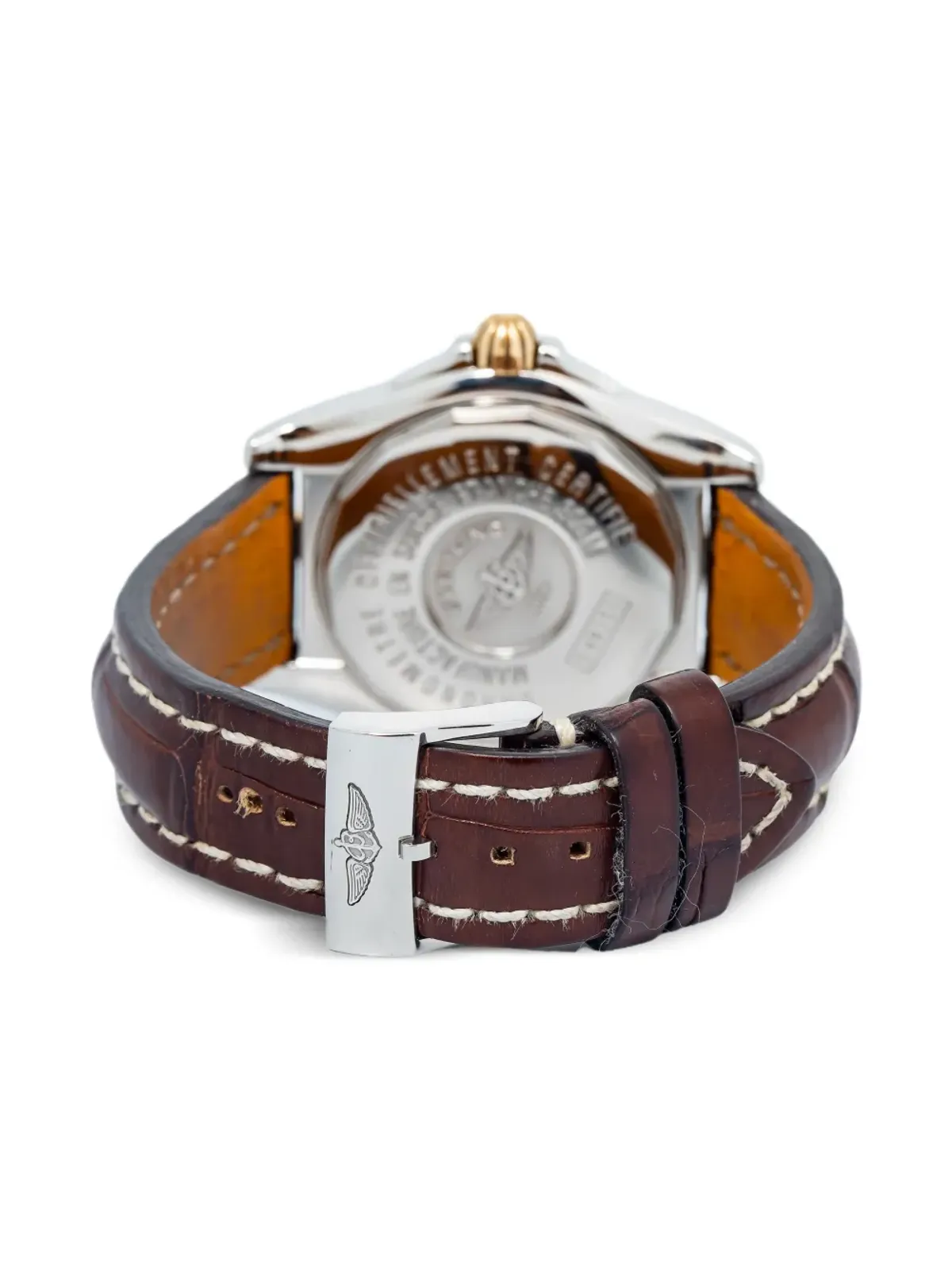 Breitling コックピット ホワイト ダイヤベゼル レザーストラップ ウォッチ - 画像3