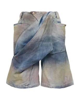 NAMESAKE Natron cross-panel denim shorts - Blue - サムネイル1