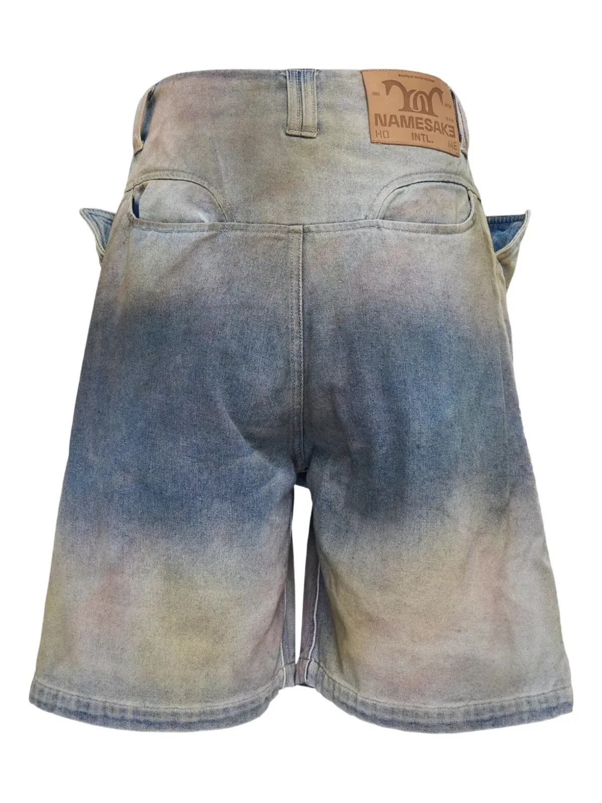 NAMESAKE Natron cross-panel denim shorts - Blue - 画像2