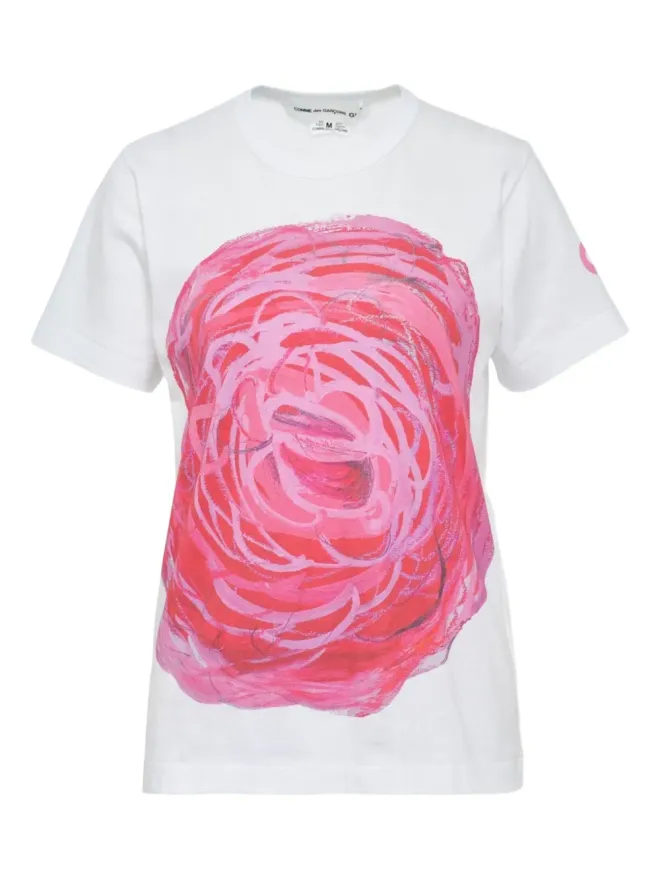 Comme des Garçons Girl Comme Des Garçons Girl 花柄プリントTシャツ（ホワイト）の商品画像