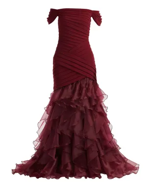 Tadashi Shoji フリル付きオフショルダーマキシドレス - サムネイル1