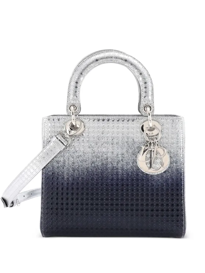 Christian Dior Pre-Owned Christian Dior ビンテージ レディ Dior バッグ マイクロ キャンネージュ オンブレ メタリック カーフスキン ミディアム サッチェルの商品画像