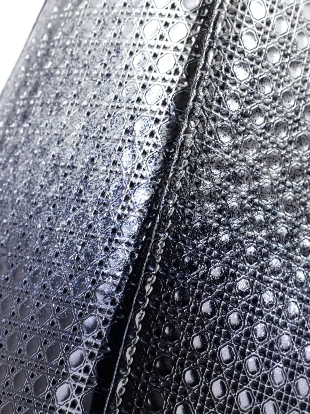 Christian Dior ビンテージ レディ Dior バッグ マイクロ キャンネージュ オンブレ メタリック カーフスキン ミディアム サッチェル - 画像5