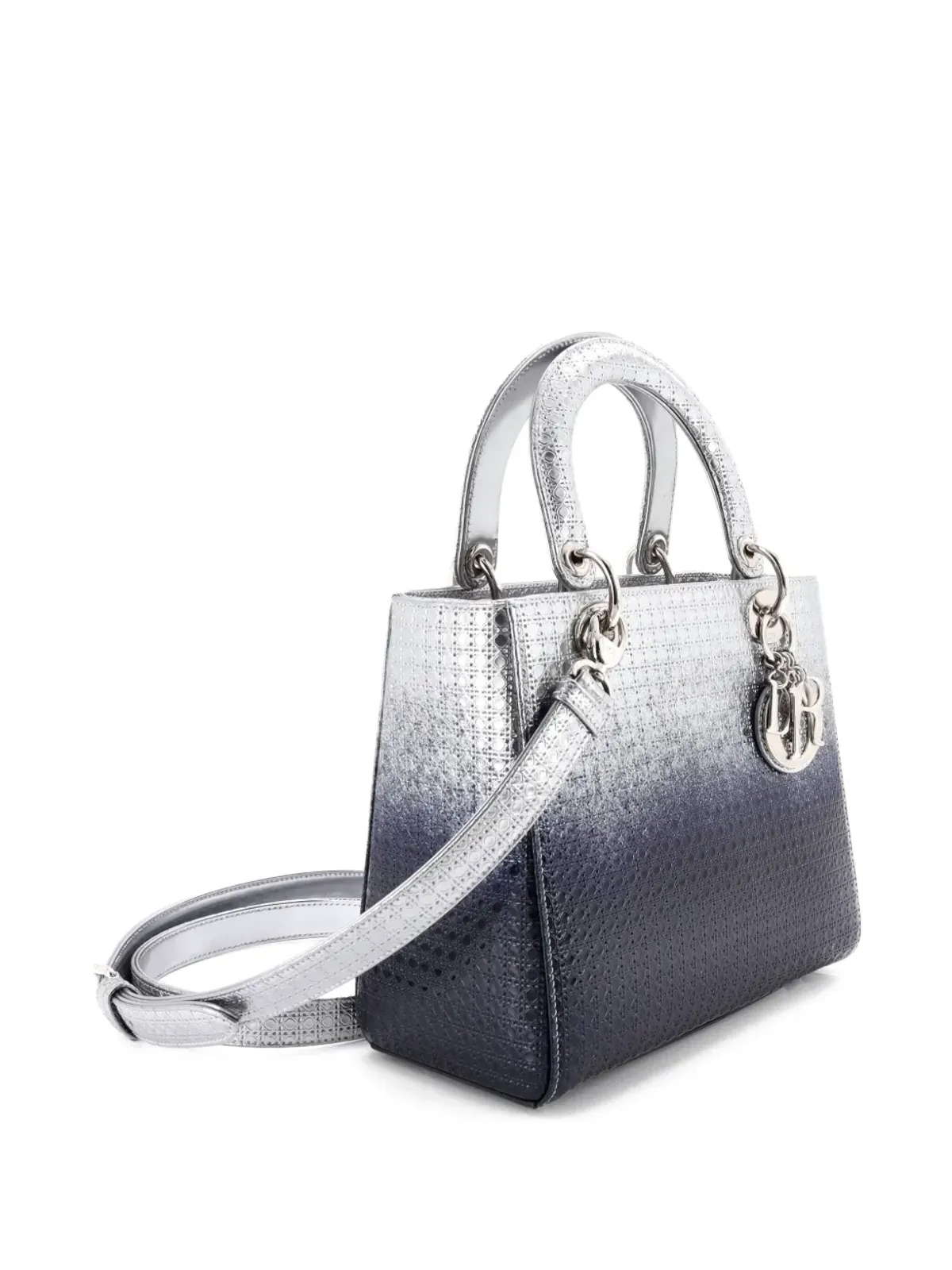 Christian Dior ビンテージ レディ Dior バッグ マイクロ キャンネージュ オンブレ メタリック カーフスキン ミディアム サッチェル - 画像3