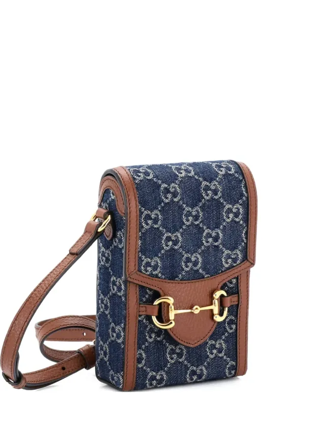 Gucci Pre-Owned Gucci ビンテージ Horsebit 1955 GG Denim ミニ クロスボディ バッグ - ブルーの商品画像
