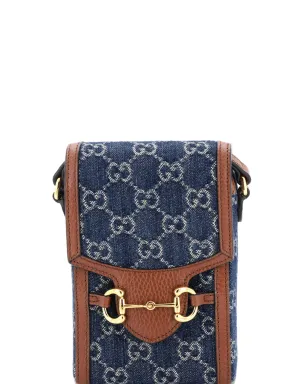 Gucci ビンテージ Horsebit 1955 GG Denim ミニ クロスボディ バッグ - ブルー - サムネイル5