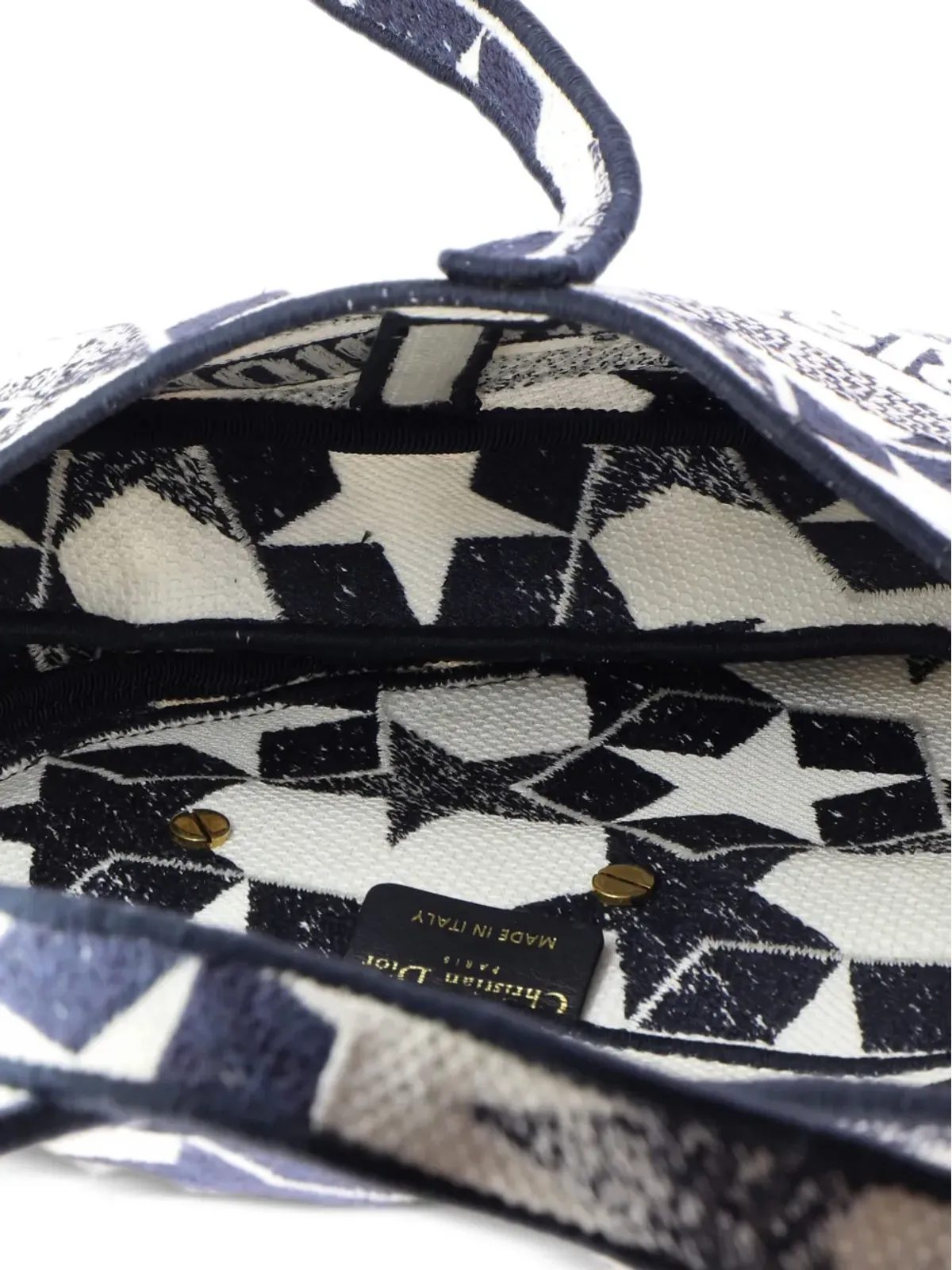Christian Dior ビンテージ サドルバッグ ロゴ刺繍 キャンバス ミディアムショルダーバッグ - ブルー - 画像5