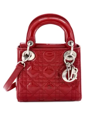 Christian Dior ビンテージ Lady Dior バッグ カナージュキルト パテント ミニ サッチェル - レッド - サムネイル1