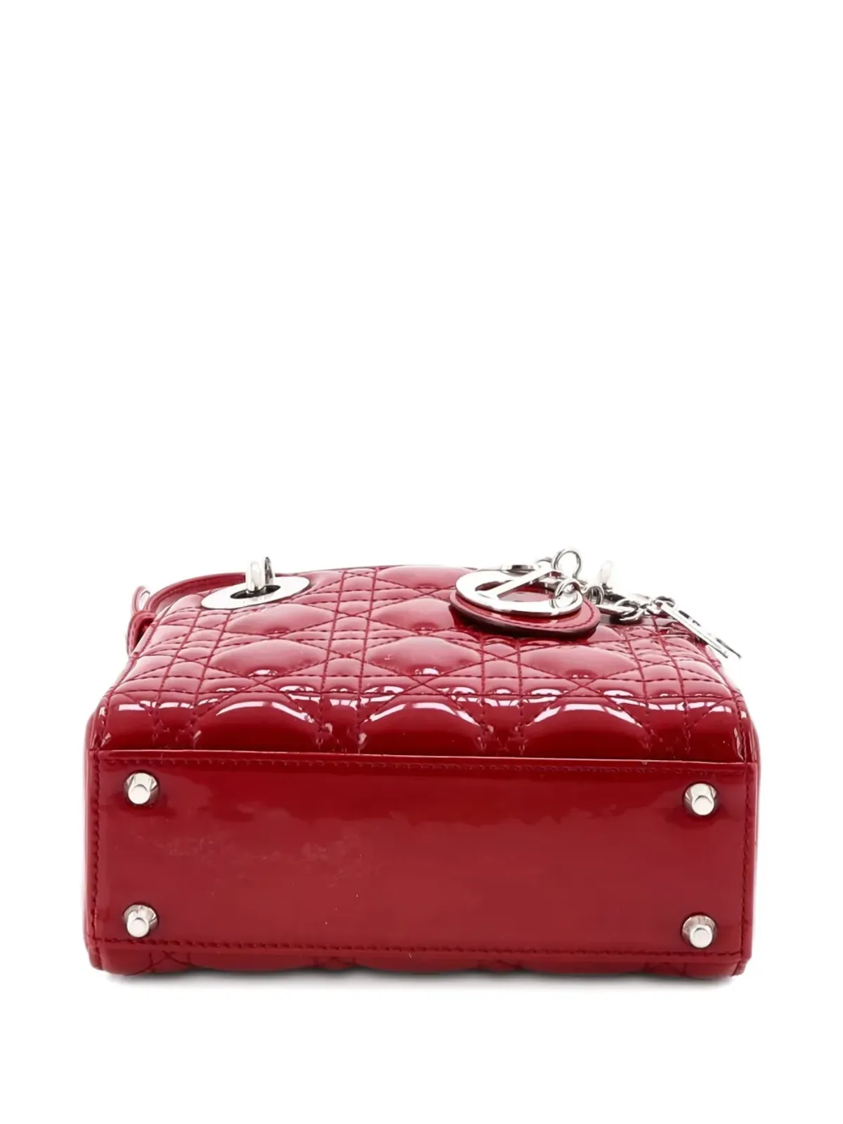 Christian Dior ビンテージ Lady Dior バッグ カナージュキルト パテント ミニ サッチェル - レッド - 画像3