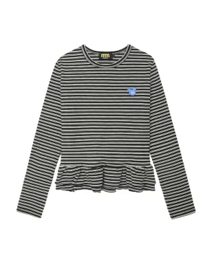 Mini Cream ストライプ長袖Tシャツ - サムネイル1
