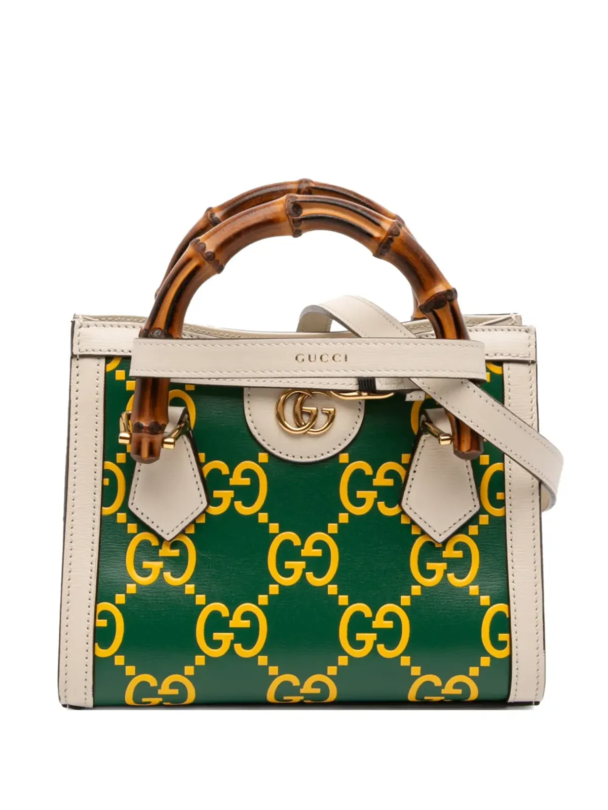 Gucci Pre-Owned ミニレザー バンブー GG Diana サッチェル - グリーン - 画像1