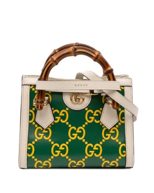 Gucci Pre-Owned ミニレザー バンブー GG Diana サッチェル - グリーン - サムネイル1