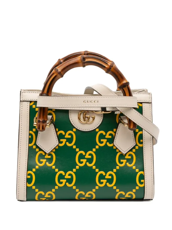 Gucci Pre-Owned Gucci Pre-Owned ミニレザー バンブー GG Diana サッチェル - グリーンの商品画像