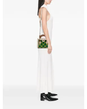 Gucci Pre-Owned ミニレザー バンブー GG Diana サッチェル - グリーン - サムネイル2