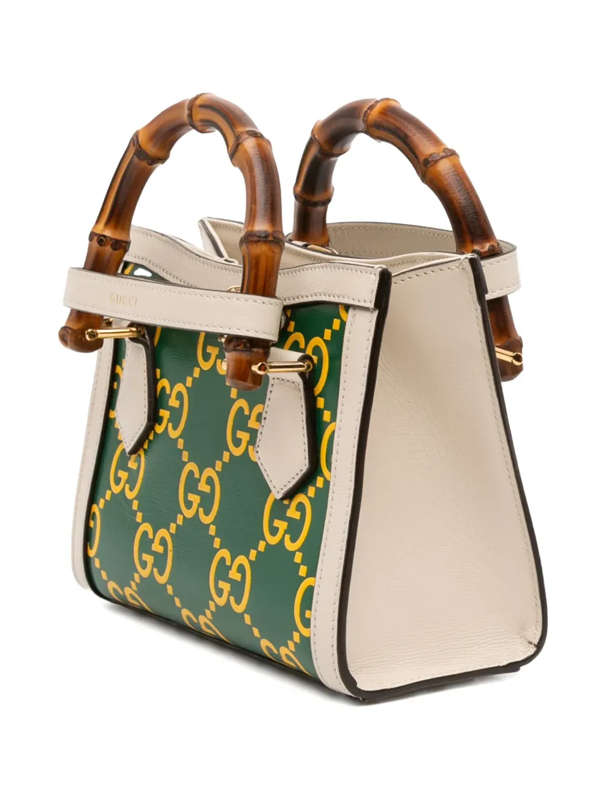 Gucci Pre-Owned ミニレザー バンブー GG Diana サッチェル - グリーン - 画像3