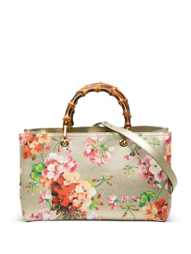 Gucci Pre-Owned Gucci ビンテージ 2000-2015 ミディアム カーフスキン ブルームス バンブー ショッパーサッチェルの商品画像