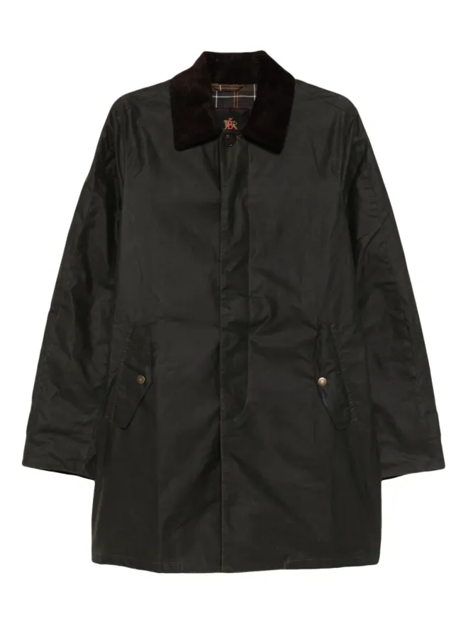 Baracuta Baracuta corduroy-collar long-sleeve coat - Greenの商品画像
