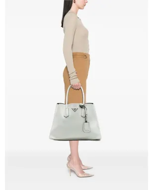Prada ビンテージ ラージシティ カーフ ダブルサッチェル ホワイト - サムネイル2