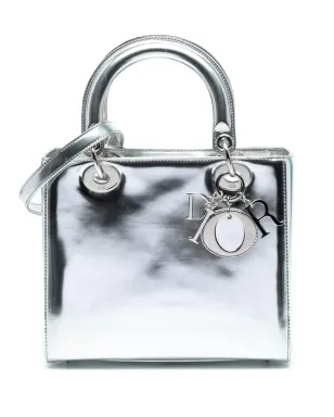 Christian Dior ビンテージ 2013年モデル ミディアム メタリックパテントレザー レディディオール サッチェル - シルバー - サムネイル1