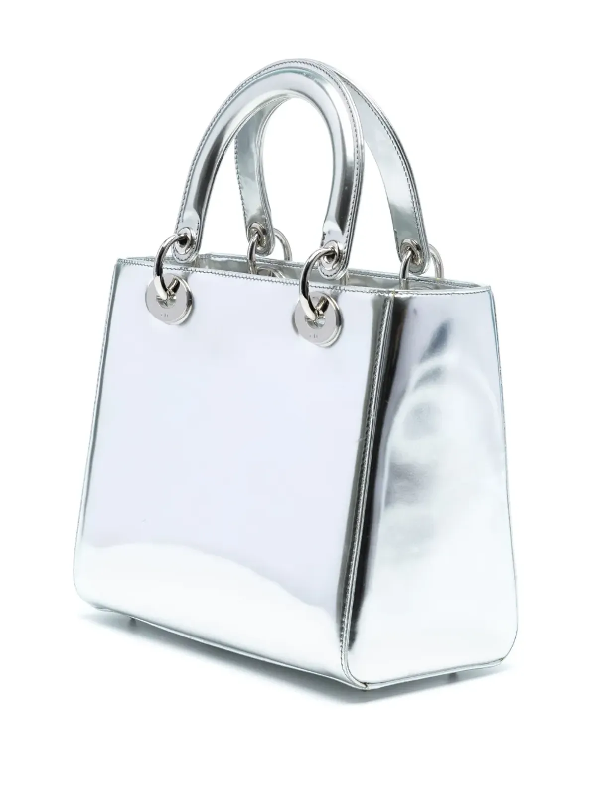 Christian Dior ビンテージ 2013年モデル ミディアム メタリックパテントレザー レディディオール サッチェル - シルバー - 画像3