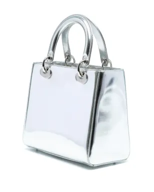 Christian Dior ビンテージ 2013年モデル ミディアム メタリックパテントレザー レディディオール サッチェル - シルバー - サムネイル3