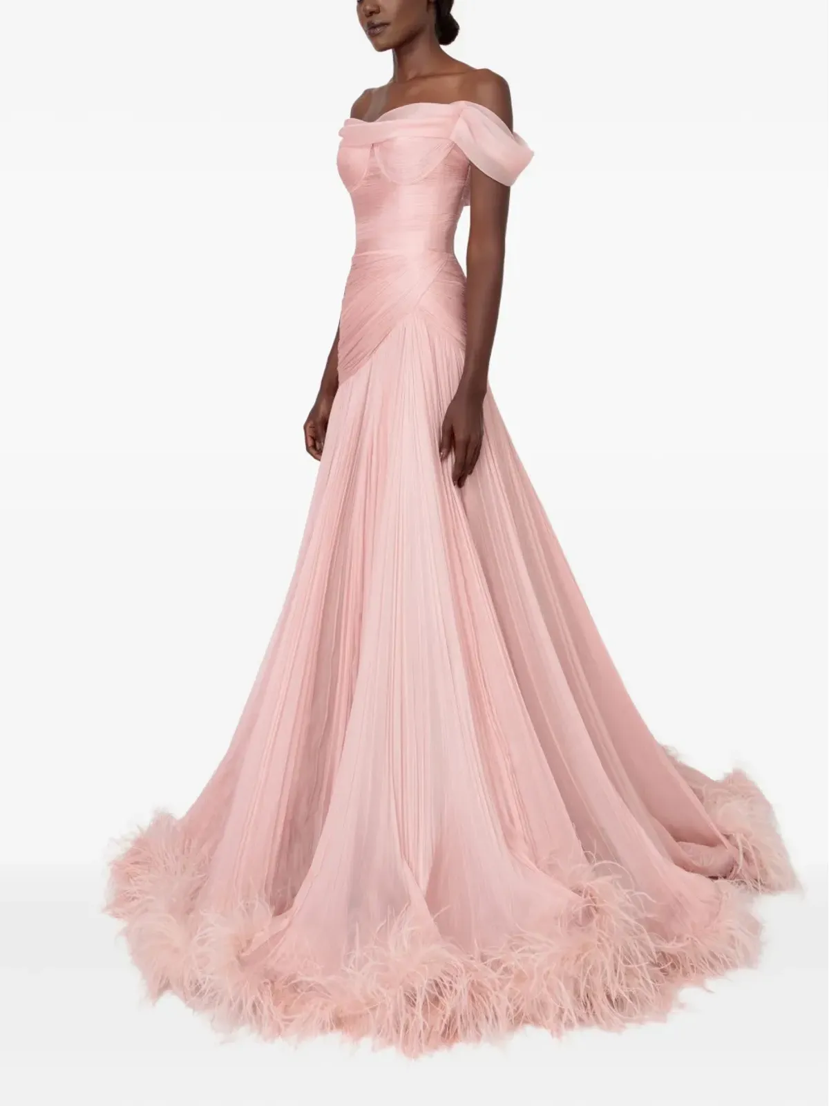 Iris Serban Petal off-shoulder feathered maxi dress - Pink - 画像2
