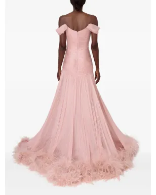 Iris Serban Petal off-shoulder feathered maxi dress - Pink - サムネイル3